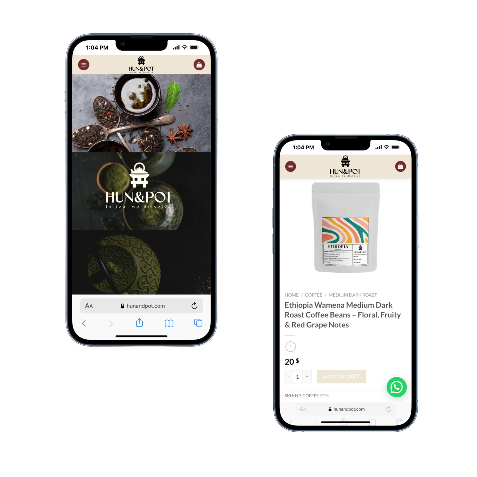 Hun and Pot responsive mobile presentation